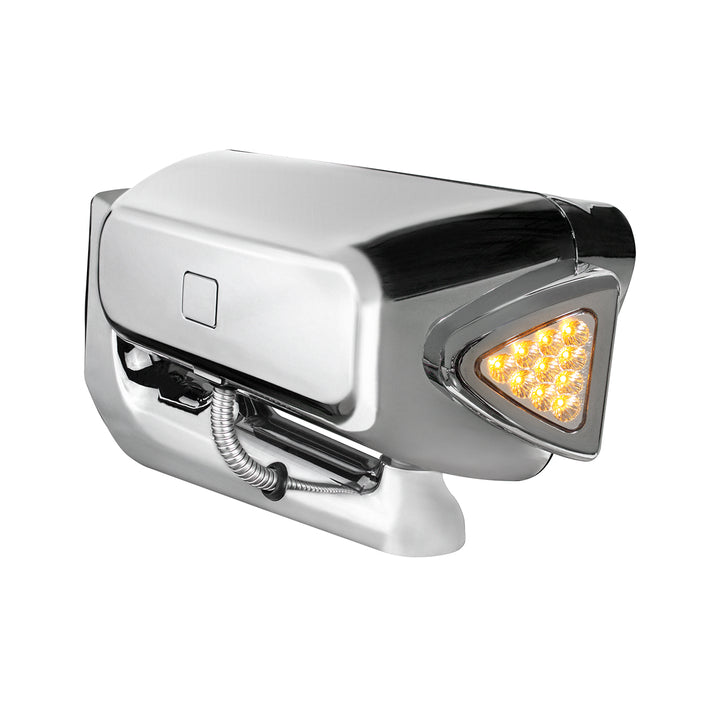 High Power LED Chrome Projection Headlight Assembly With Mounting Arm &amp; Turn Signal - Passenger