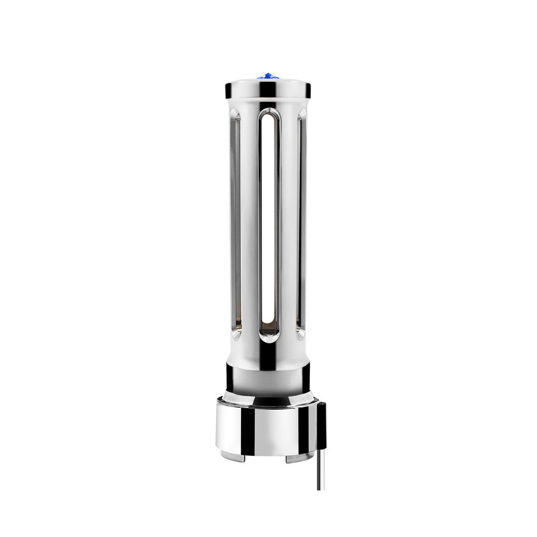 Thread-On Chrome Sonoma Style Gearshift Knob With LED 9/10 Speed Adapter - Blue Crystal/Blue LED
