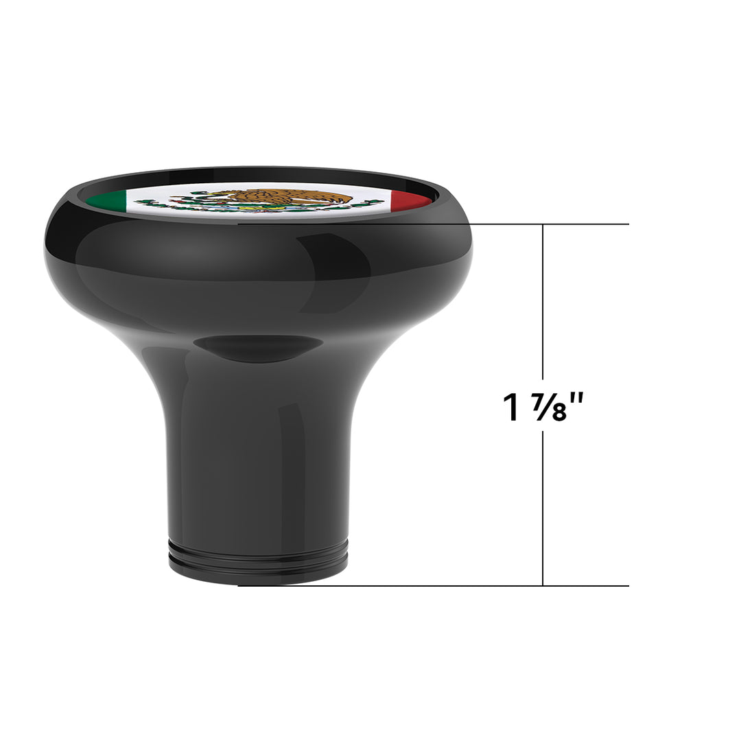 1/2" - 13 Thread-On Gearshift Knob With Mexico Flag Sticker - Black