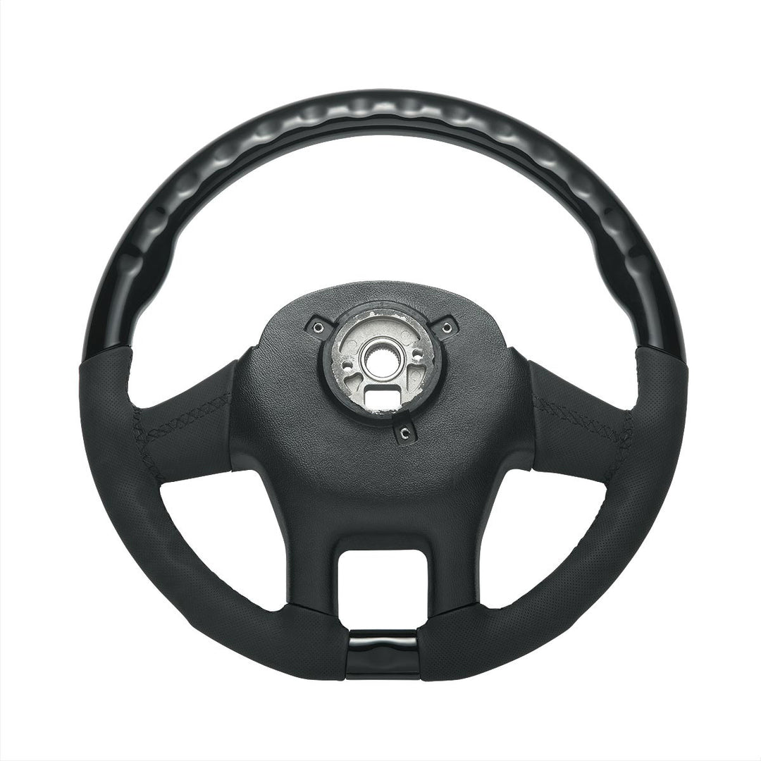 18" YourGrip Leather &amp; Wood Candy Color Steering Wheel For 2012-2021 PB 579&amp;2013-2021 KW T680 - Glossy Black