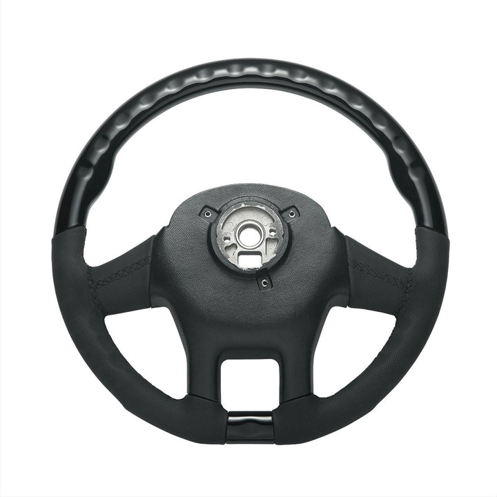 18" YourGrip Leather &amp; Wood Candy Color Steering Wheel For 2012-2021 PB 579&amp;2013-2021 KW T680 - Glossy Black