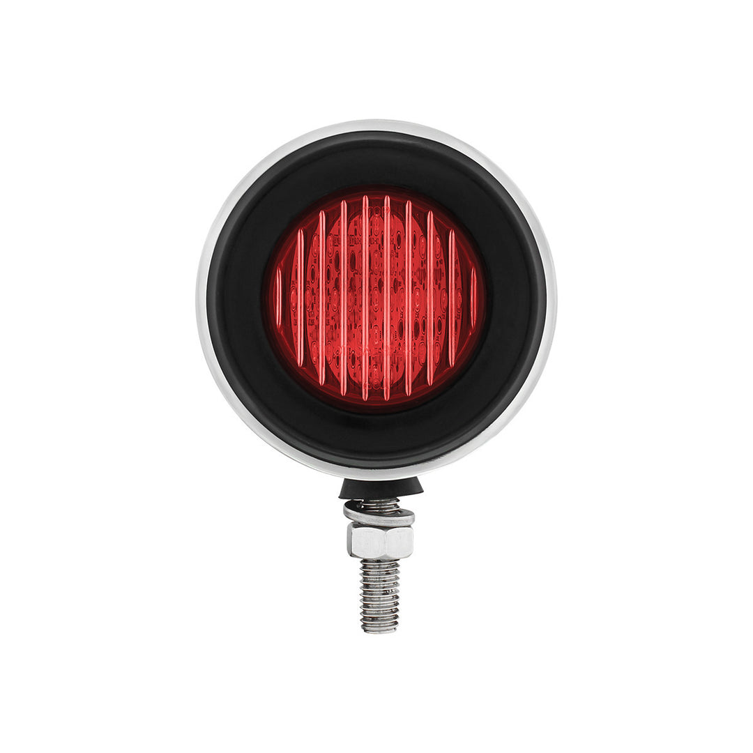 Stainless 2-1/2" Double Face Light With LED Lights &amp; Grommets - Amber &amp; Red LED/Amber &amp; Red Lens