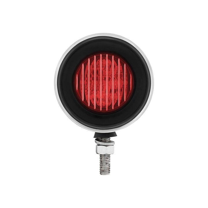 Stainless 2-1/2" Double Face Light With LED Lights &amp; Grommets - Amber &amp; Red LED/Amber &amp; Red Lens