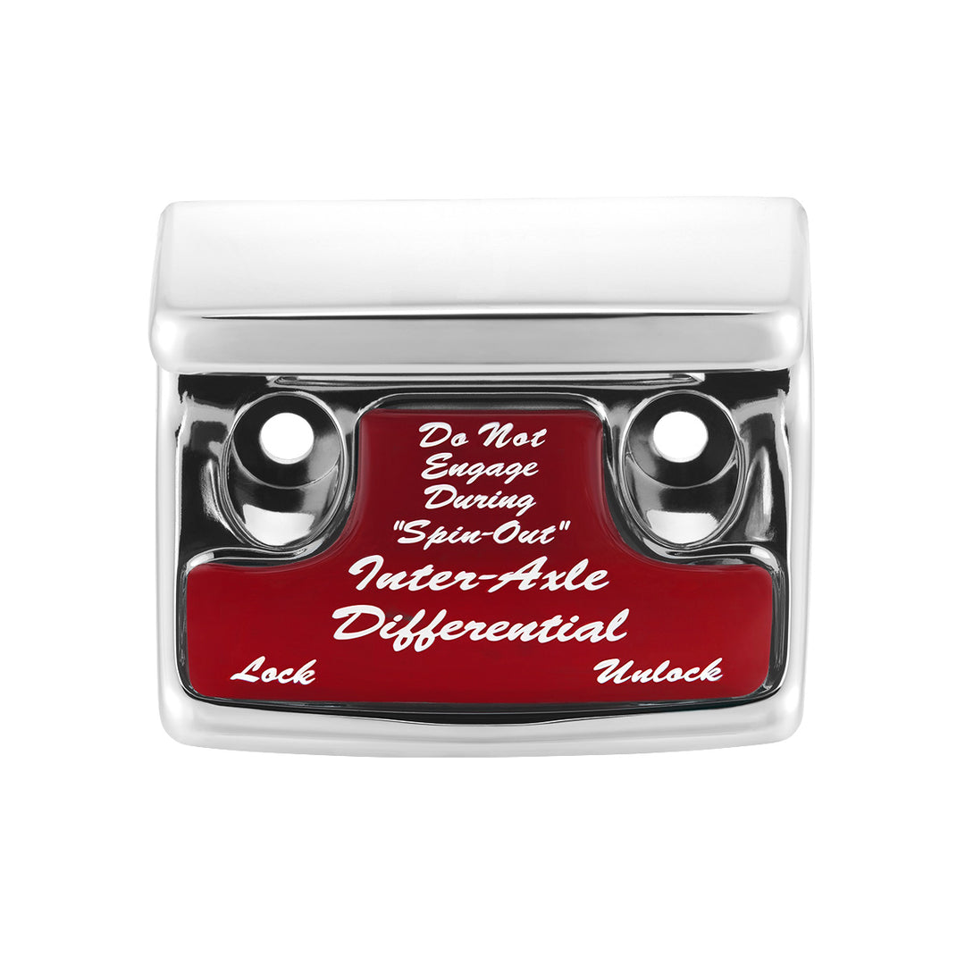 Chrome Plastic Axle/Differential Switch Guard With Glossy Sticker For 1990-2010 Freightliner Classic - Red