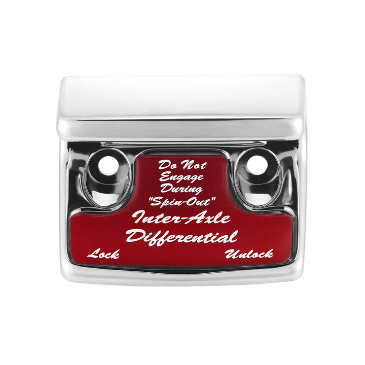 Chrome Plastic Axle/Differential Switch Guard With Glossy Sticker For 1990-2010 Freightliner Classic - Red