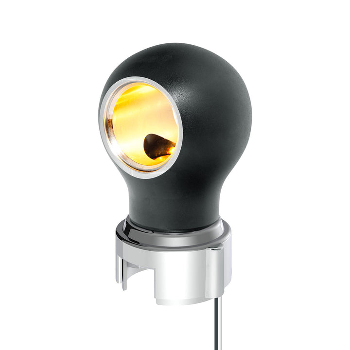 Thread-On Matte Black Charlotte Style Gearshift Knob With LED 13/15/18 Speed Adapter - Amber LED