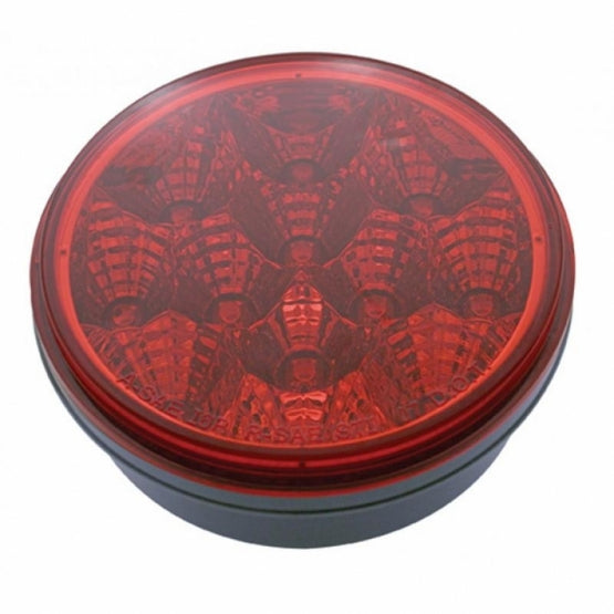 12 LED 4" Round Reflector Light (Stop, Turn &amp; Tail) - Red LED/Red Lens (Bulk)