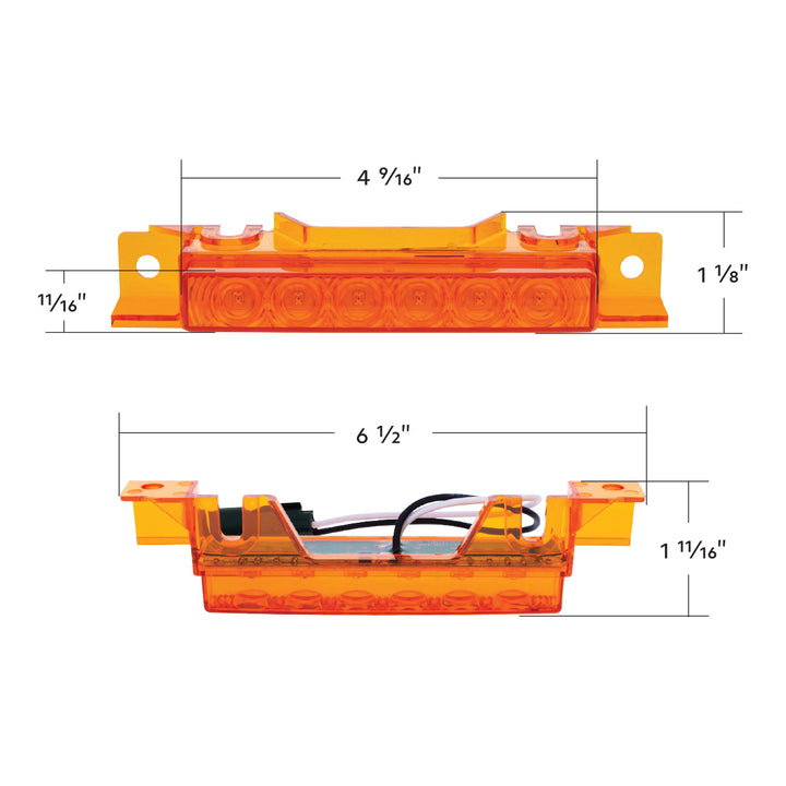 6 LED Competition Series Exterior Visor Light For 1996-2024 Volvo VNL - Amber LED/Amber Lens