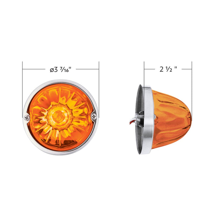 Glass Watermelon Light Kit With 4 LED Light - Amber LED/Amber Lens
