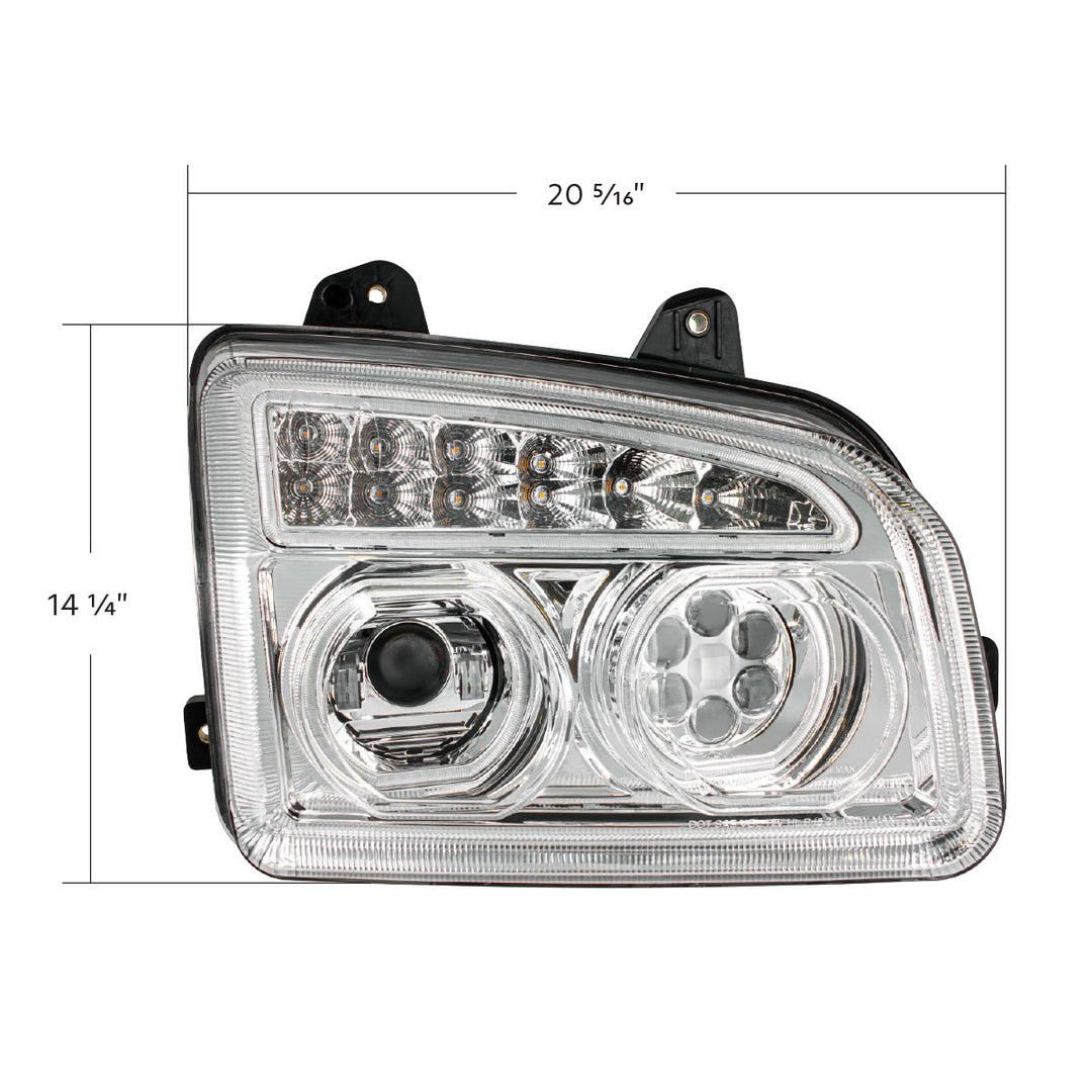 Chrome 11 LED Headlight For 2015-2024 Kenworth T880 - Passenger