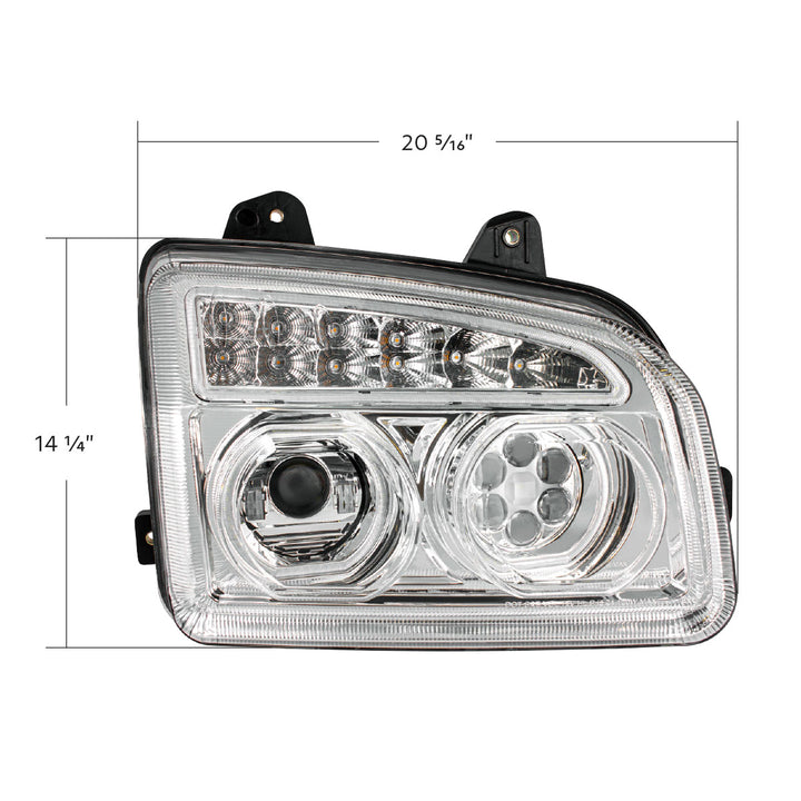Chrome 11 LED Headlight For 2015-2024 Kenworth T880 - Passenger