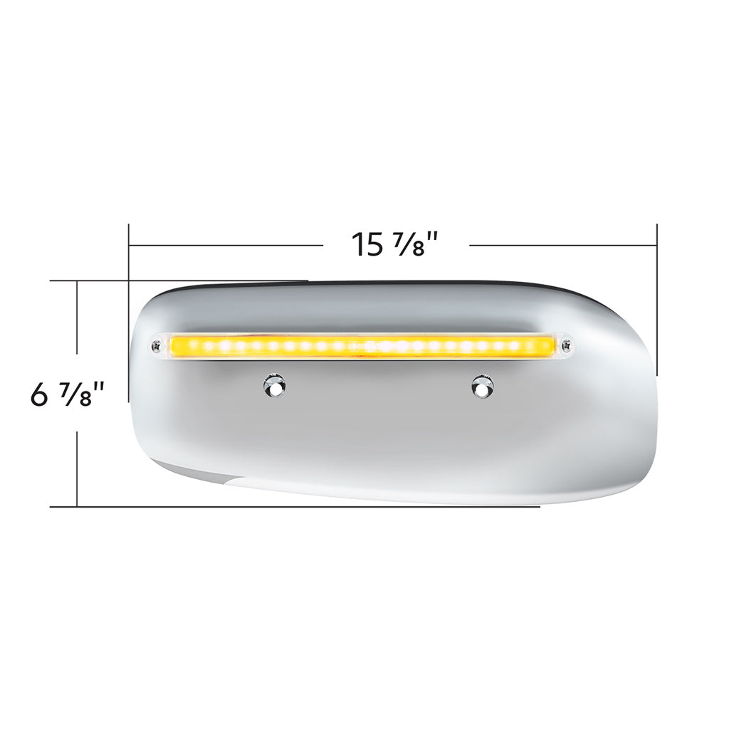 24 LED GloLight Rear Headlight Housing Cover For 2008-2023 Peterbilt 389 (Driver) - Amber LED/Clear Lens