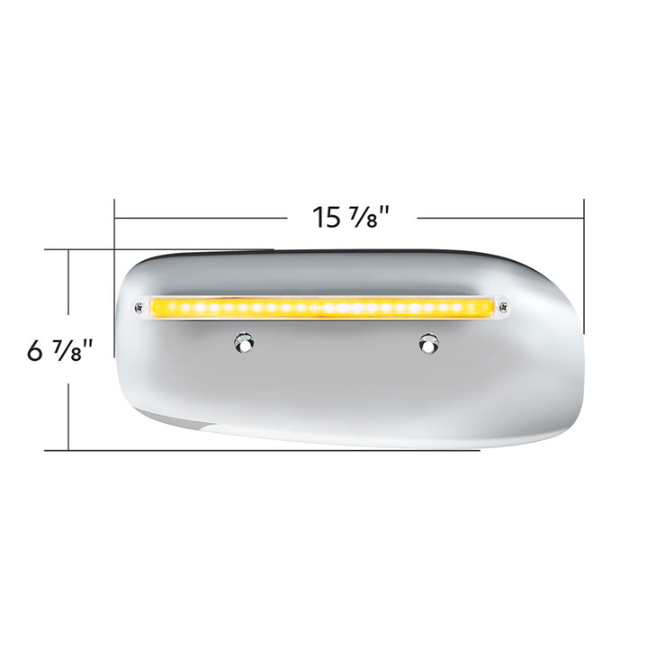 24 LED GloLight Rear Headlight Housing Cover For 2008-2023 Peterbilt 389 (Driver) - Amber LED/Clear Lens