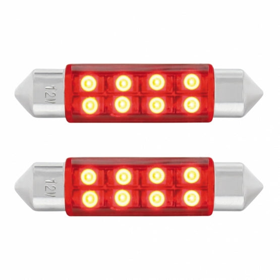 8 SMD High Power Micro LED 211 - 2 Dome Light Bulb - Red (2-Pack)