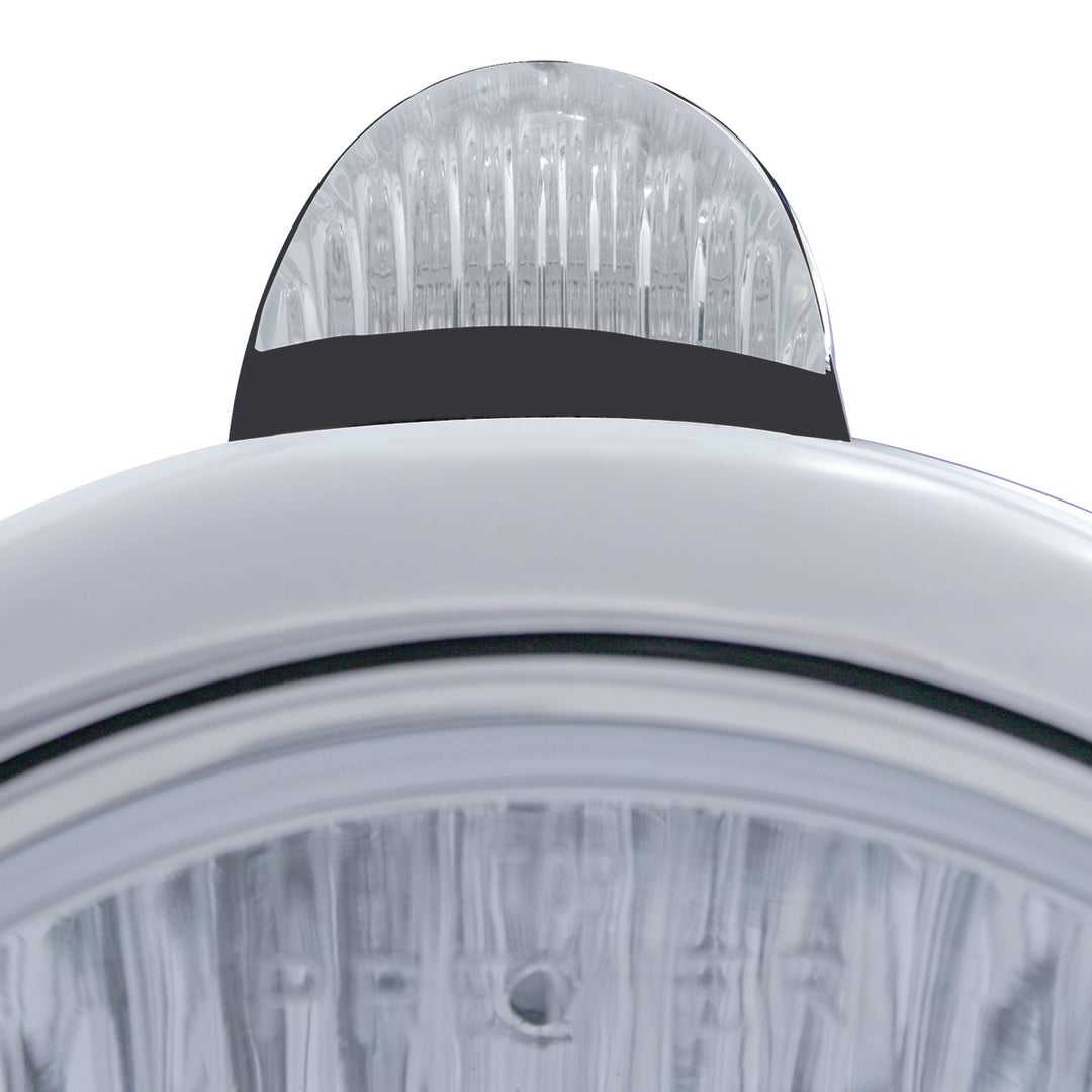 Black Guide 682-C Headlight H4 With White LED &amp; Dual Mode LED Signal - Clear Lens