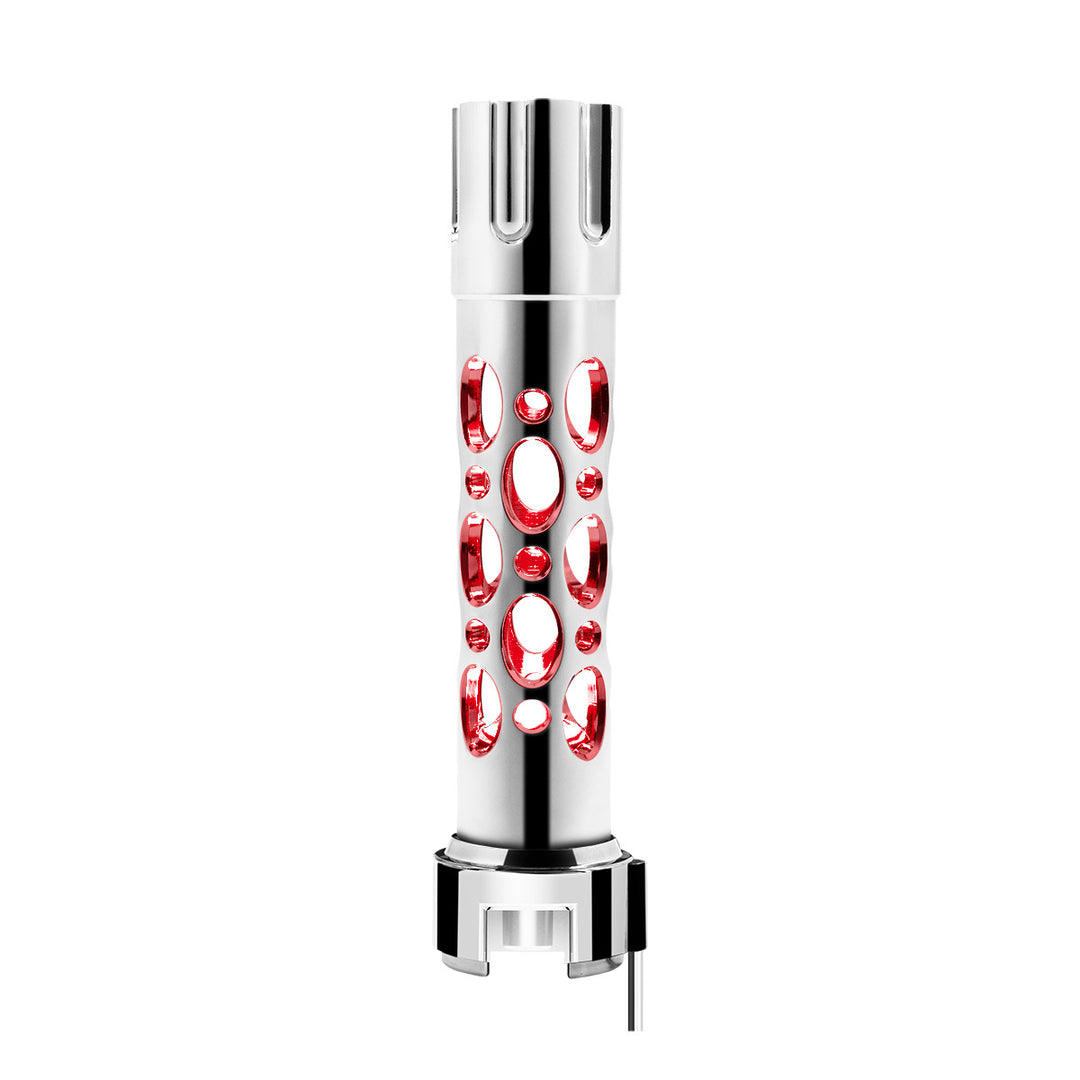 Austin Style Gun Cylinder Gearshift Knob With LED 13/15/18 Speed Adapter - Chrome/Red LED