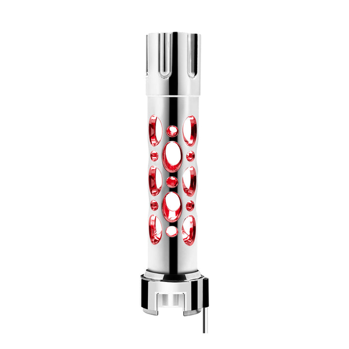 Austin Style Gun Cylinder Gearshift Knob With LED 13/15/18 Speed Adapter - Chrome/Red LED