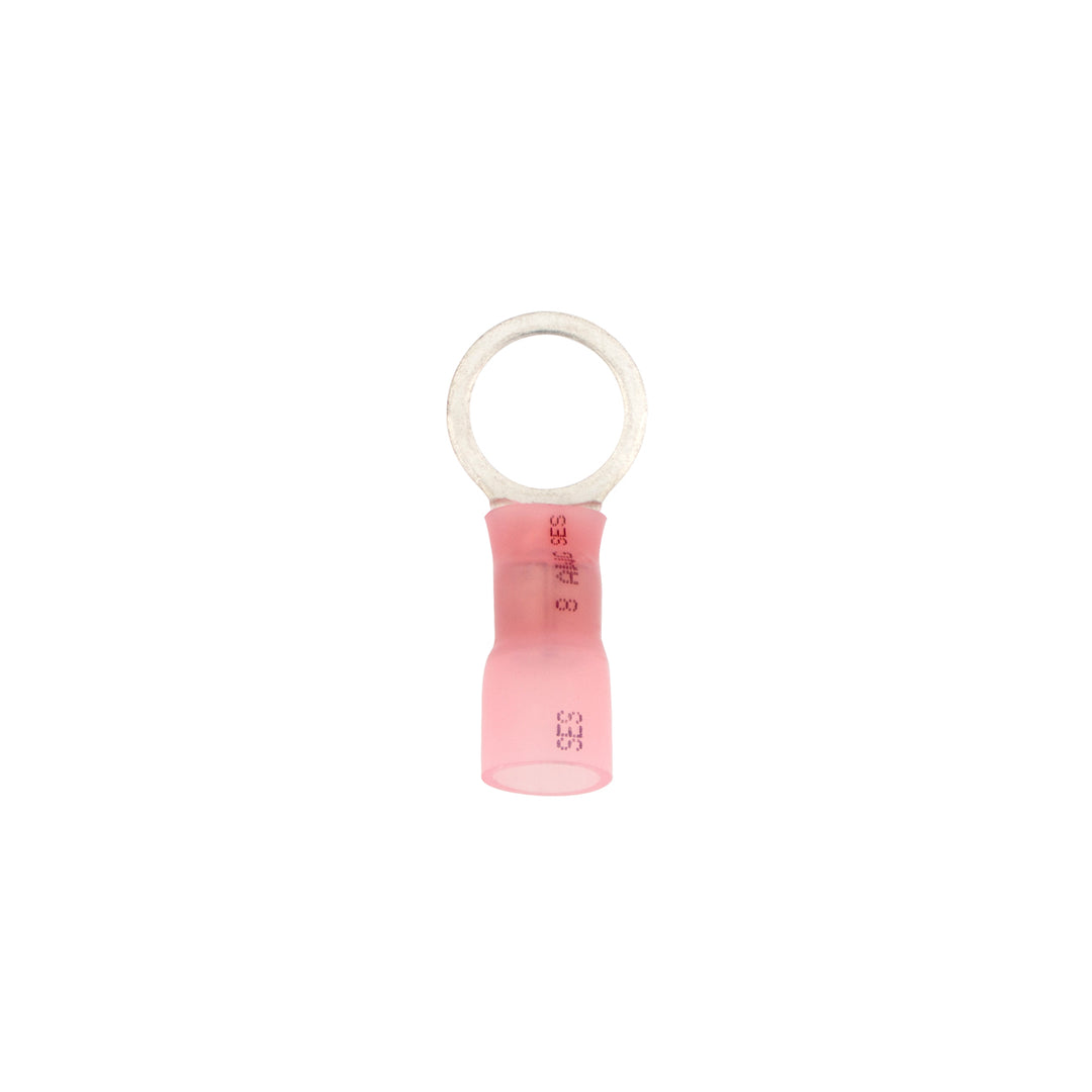 8 AWG 1/2" Stud CS Heat Shrink Ring Terminal - Pink (4-Pack)