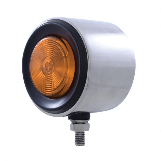Stainless 2-1/2" Double Face With Lights &amp; Grommets - Amber &amp; Red Lens