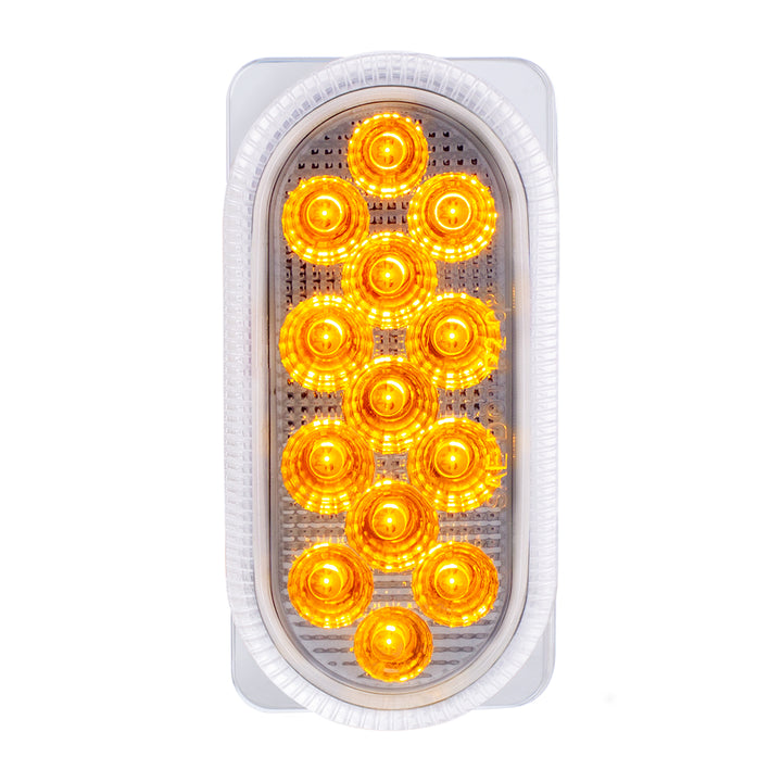 26 LED Dual Function Reflector Double Face Oval Light With Stainless Steel Bracket - Amber &amp; Red LED/Clear Lens