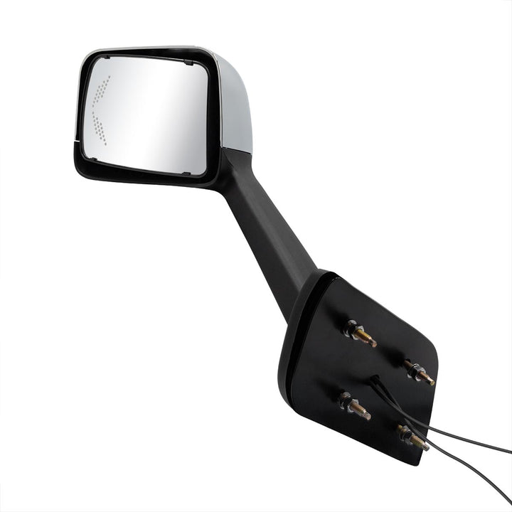 Chrome Plastic Hood Mirror Assembly With Sequential LED Turn Signals For 2018-2024 International LT - Driver