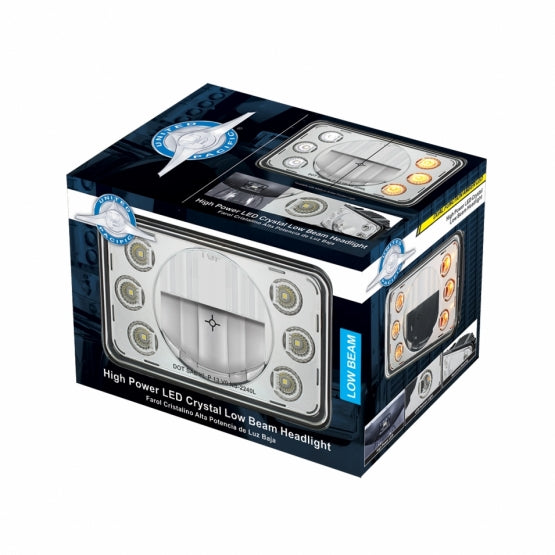 ULTRALIT - 4" x 6" LED Headlight With Dual Function 6 Amber LED Position Lights - Low Beam