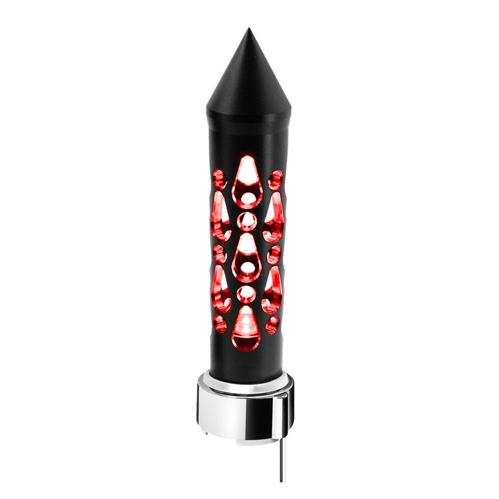 Thread-On Brooklyn Style Spike Gearshift Knob With LED 9/10 Speed Adapter - Matte Black/Red LED