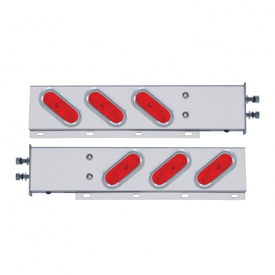 2-1/2" Bolt Pattern Stainless Spring Loaded Light Bar With 6X Oval Lights &amp; Visors (Pair)