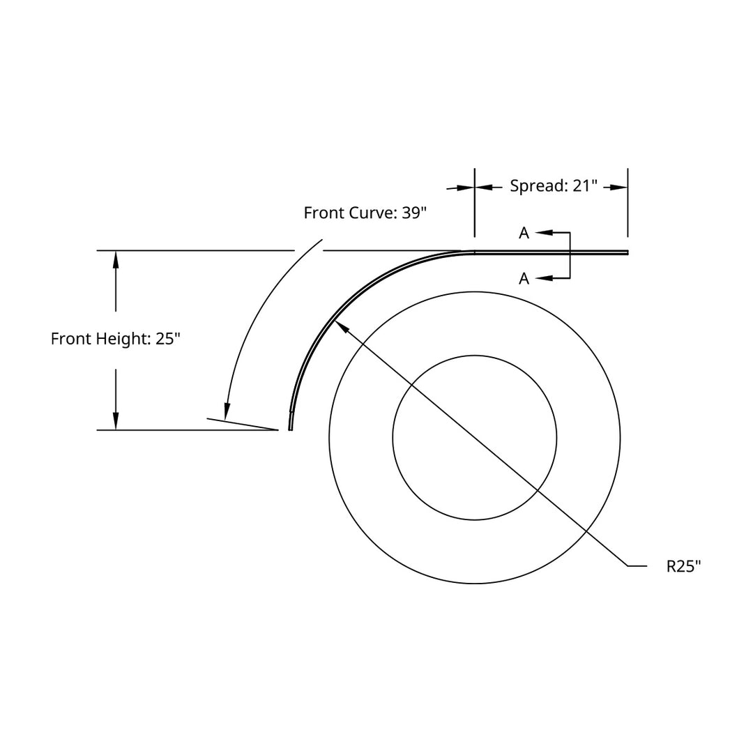 60" 430 Stainless Steel (18ga) Half Fender - SR Series (Pair)