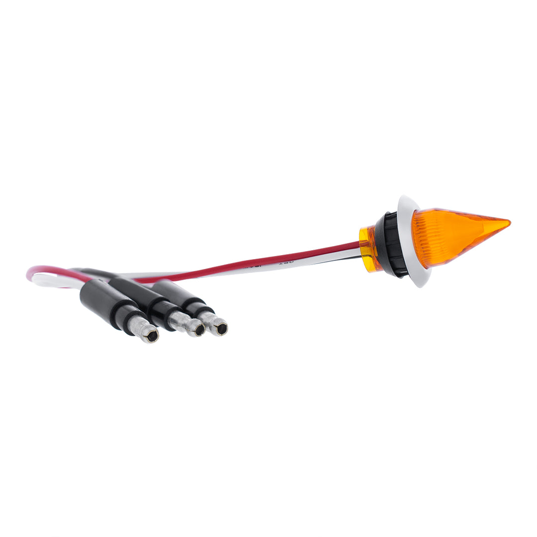 4 LED Dual Function 3/4" Mini Spike Light With Stainless Steel Bezel (Clearance/Marker) - Amber LED/Amber Lens
