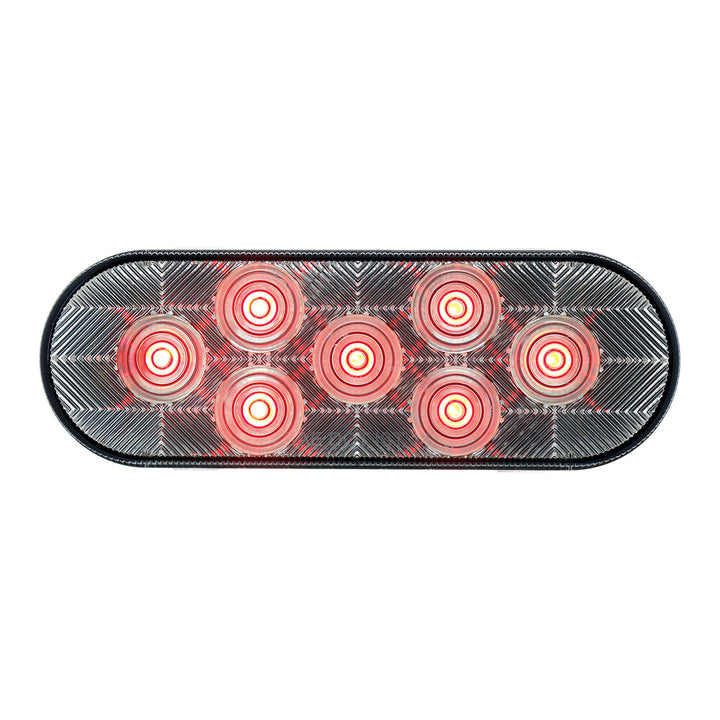 7 LED Oval Light (Stop, Turn &amp; Tail) - Red LED/Clear Lens