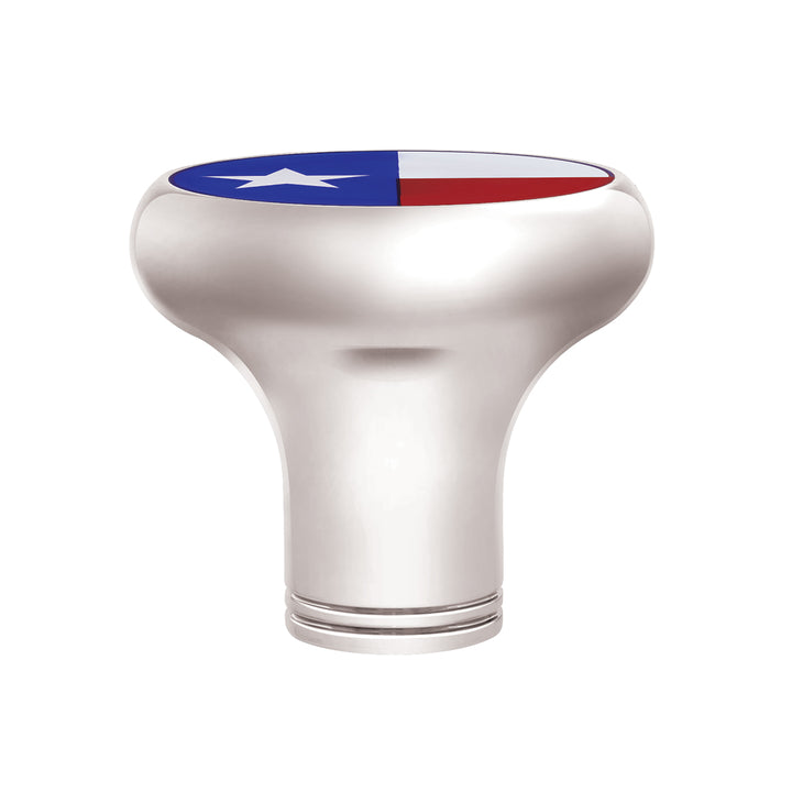 1/2" - 13 Thread-On Gearshift Knob With Texas Flag Sticker - Chrome