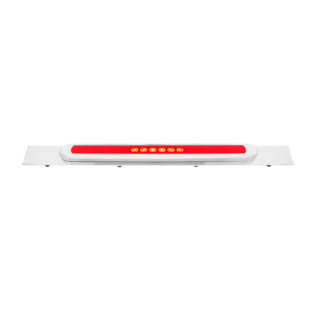 Chrome Top Mud Flap Plate With 28 LED 17" GloLight Bar &amp; Bezel - Red LED/Red Lens (Each)