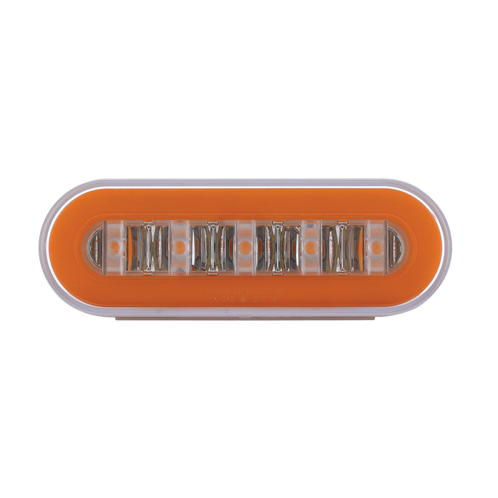 22 LED 6" Oval Clear Lens With Halo Insert GloLight Light - Amber LEDs/Amber Insert (Bulk)