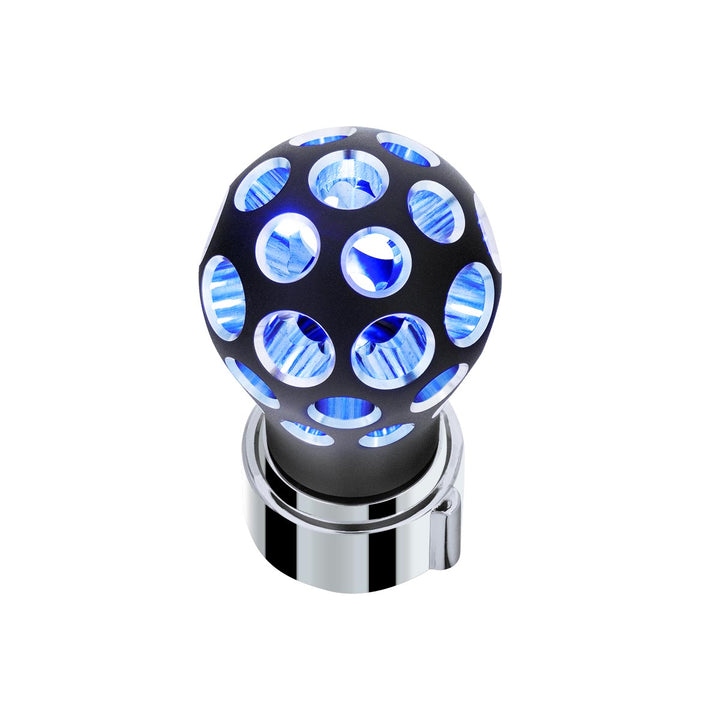Thread-On Matte Black Phoenix Style Ball Gearshift Knob With LED 9/10 Speed Adapter - Blue LED