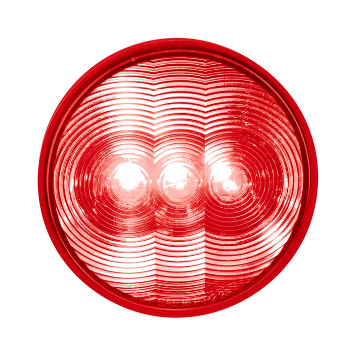 3 LED 4" Round Light (Stop, Turn, &amp; Tail) - Red LED/Red Lens