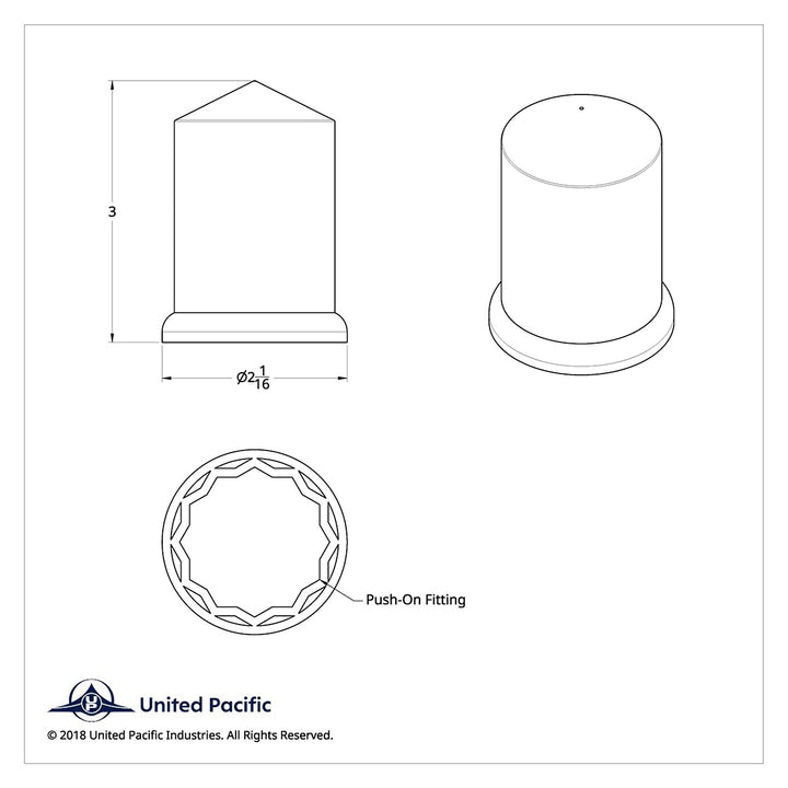 1-1/2" x 3" Chrome Plastic Pointed Nut Covers - Push-On (20-Pack)