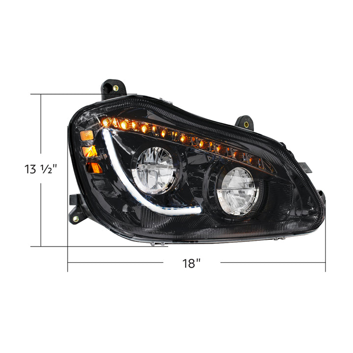 High Power 45 LED Blackout Headlight With Sequential Turn Signal For 2013-2021 Kenworth T680 - Passenger