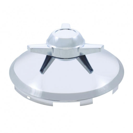 6 Uneven Notched Stainless Front Hubcap With 3 Bar Spinner - 7/16" Lip