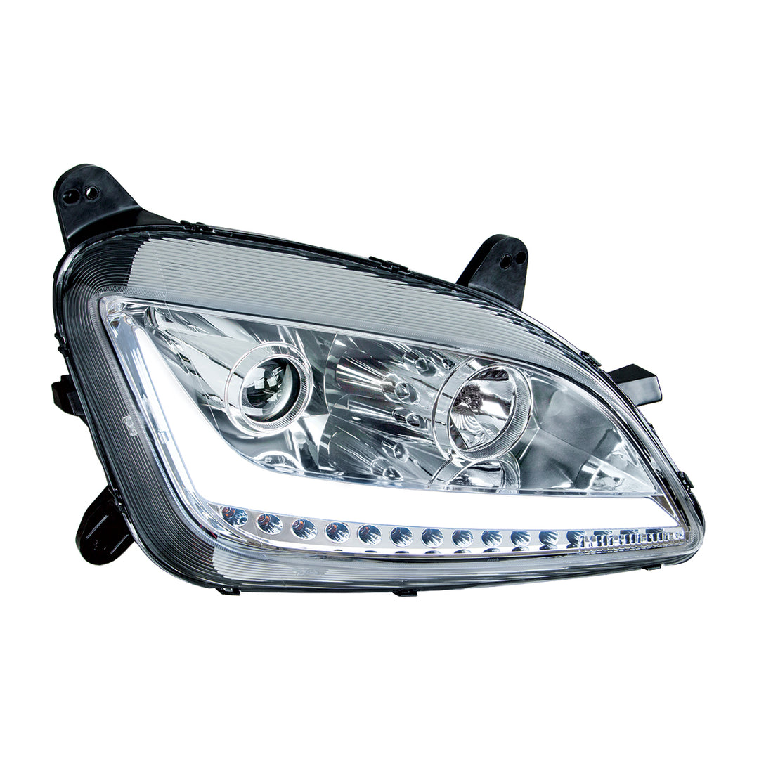 Chrome Projection Headlight With LED Position Light &amp; Signal For 2012-2021 Peterbilt 579 - Passenger
