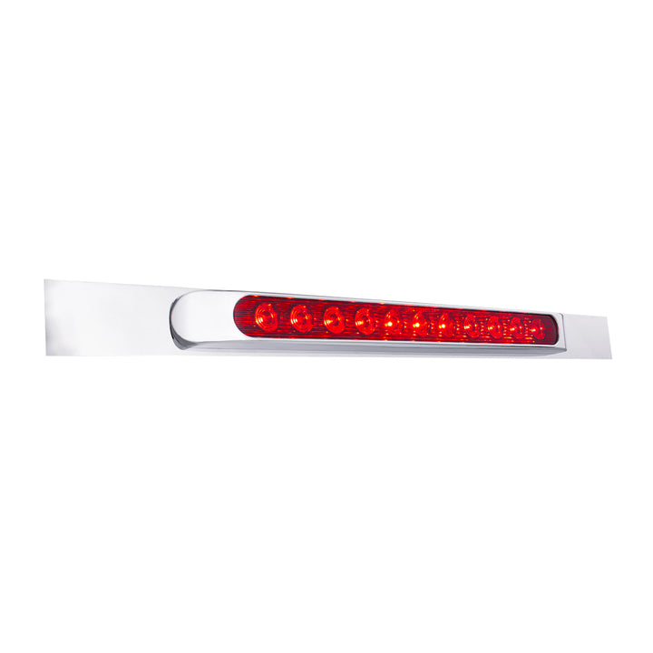 Chrome Top Mud Flap Plate With 11 LED 17" Light Bar &amp; Bezel - Red LED/Red Lens (Each)