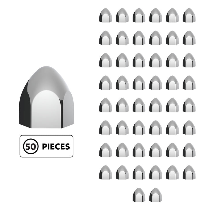 3/4" x 1 3/8" Chrome Plastic Bullet Nut Cover - Push-On (50-Pack)