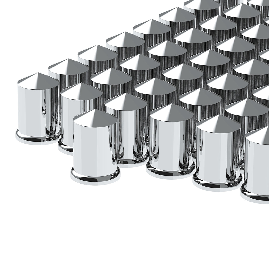 1-1/2" x 3" Chrome Plastic Pointed Nut Covers - Push-On (Color Box of 60)