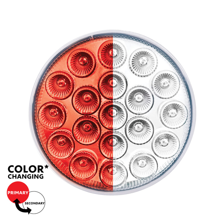 19 LED 4" Round Double Fury Light (Stop &amp; Turn) - Red &amp; White LED/Clear Lens