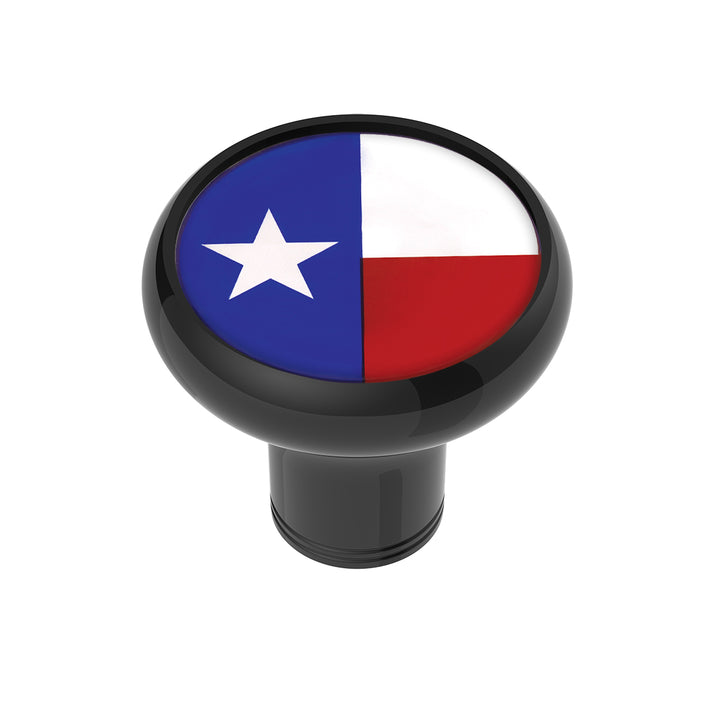 1/2" - 13 Thread-On Gearshift Knob With Texas Flag Sticker - Black