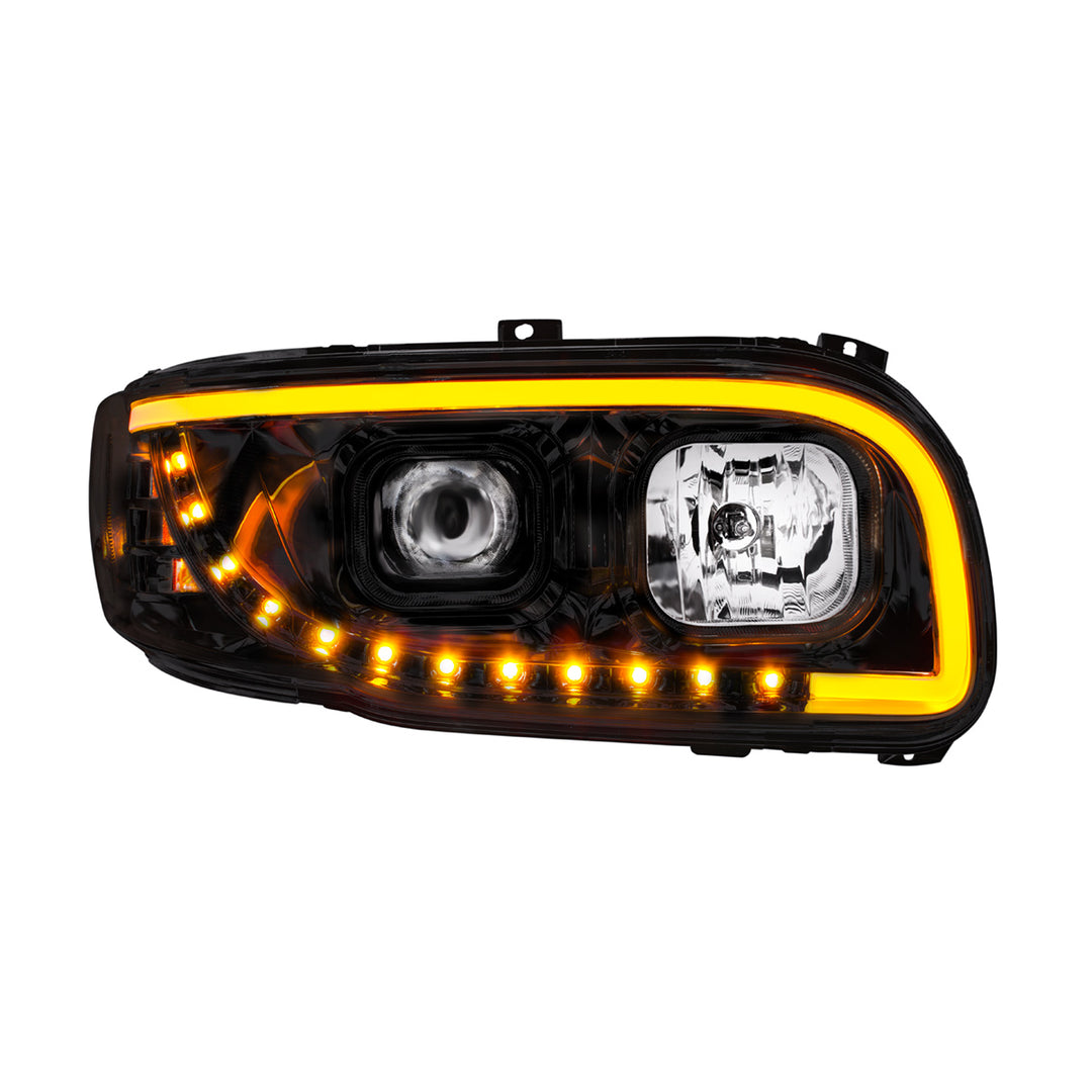 Blackout Projection Headlight With LED Turn Signal &amp; Light Bar For 2008-2024 Peterbilt 389 - Passenger