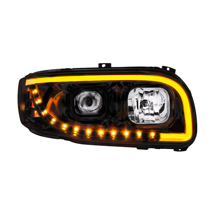 Blackout Projection Headlight With LED Turn Signal &amp; Light Bar For 2008-2024 Peterbilt 389 - Passenger