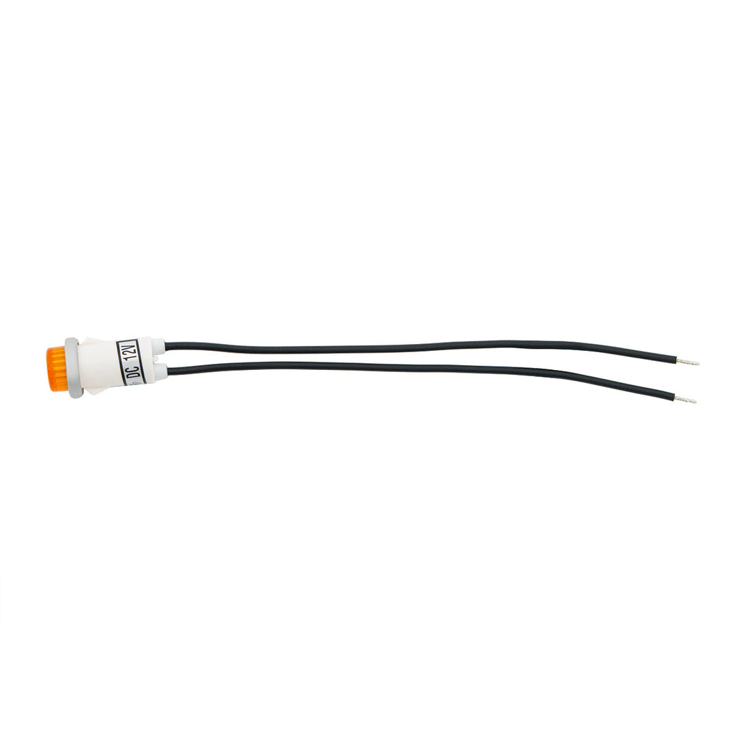 16 Amp 12V Amber Warning Light w/ 1/2" Panel Mount and Leads 1 Pc.