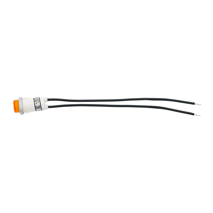 16 Amp 12V Amber Warning Light w/ 1/2" Panel Mount and Leads 1 Pc.