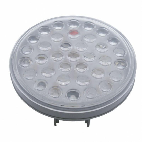 3-3/4" Bolt Pattern Stainless Steel Spring Loaded Bar With 6 x 36 LED 4" Lights &amp; Visors - Red LED/Clear Lens (Pair)